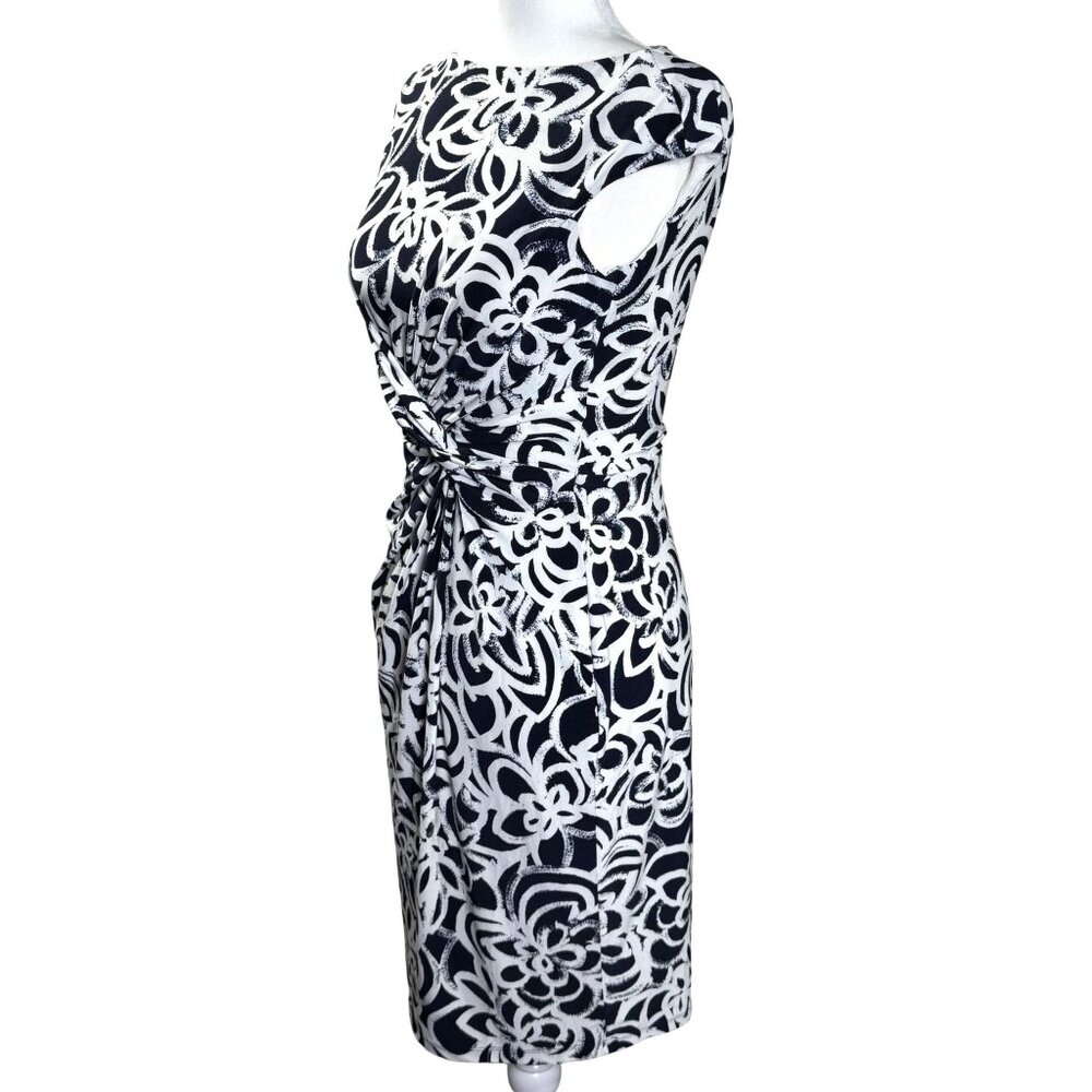 Lauren Ralph Lauren Womens Dress Size 2 Black & White Floral Print Sleeveless